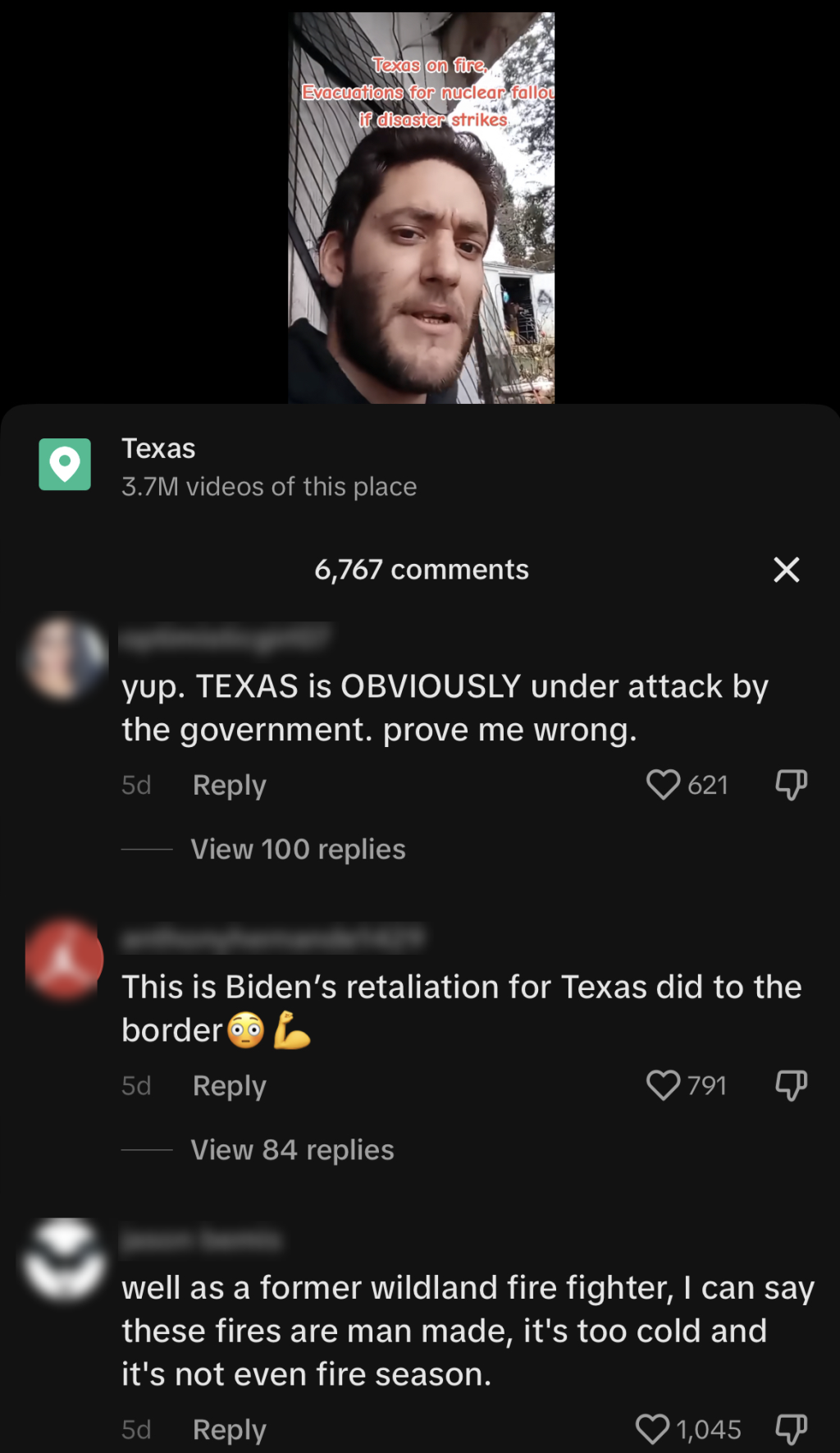 commenters saying "this is Biden's retaliation against Texas"