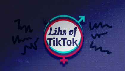 The Libs of TikTok logo on a dark background 